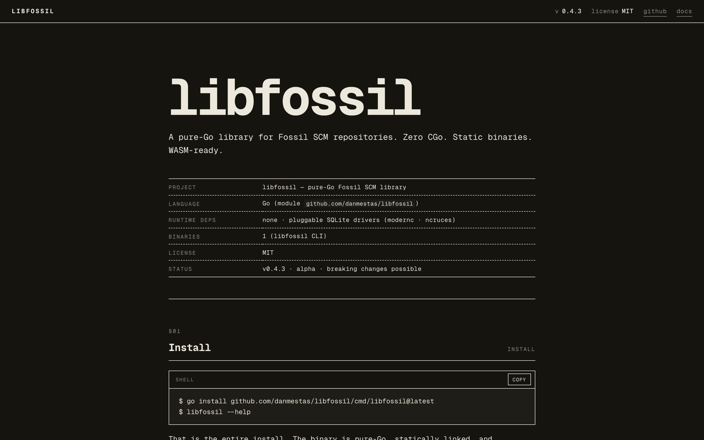 libfossil screenshot